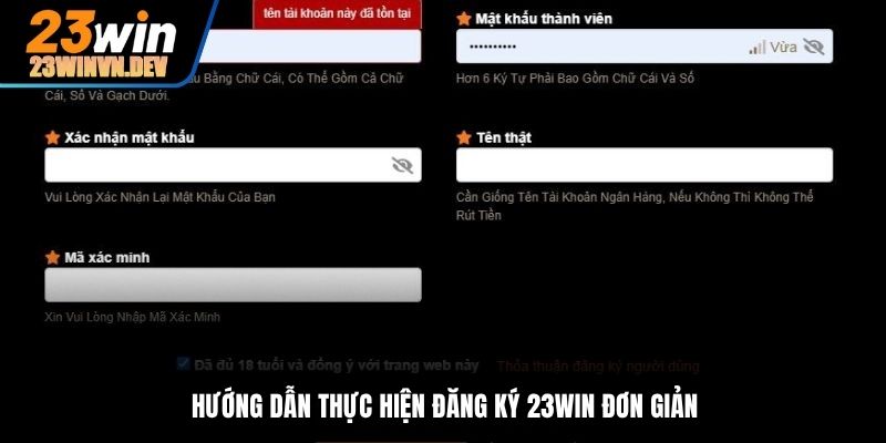Hướng dẫn thực hiện đăng ký 23Win đơn giản